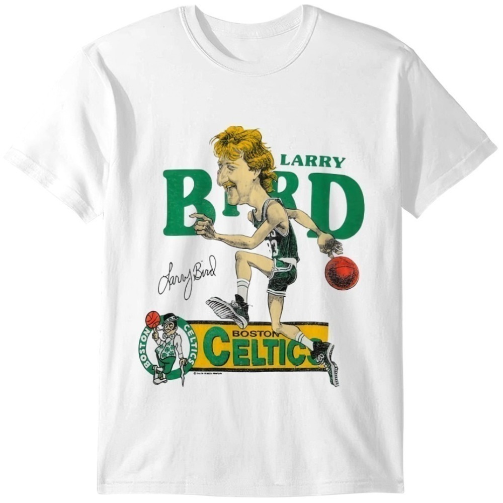 Larry Bird Retro 1980s Boston Celtics Basketball Fan Tee Shirt